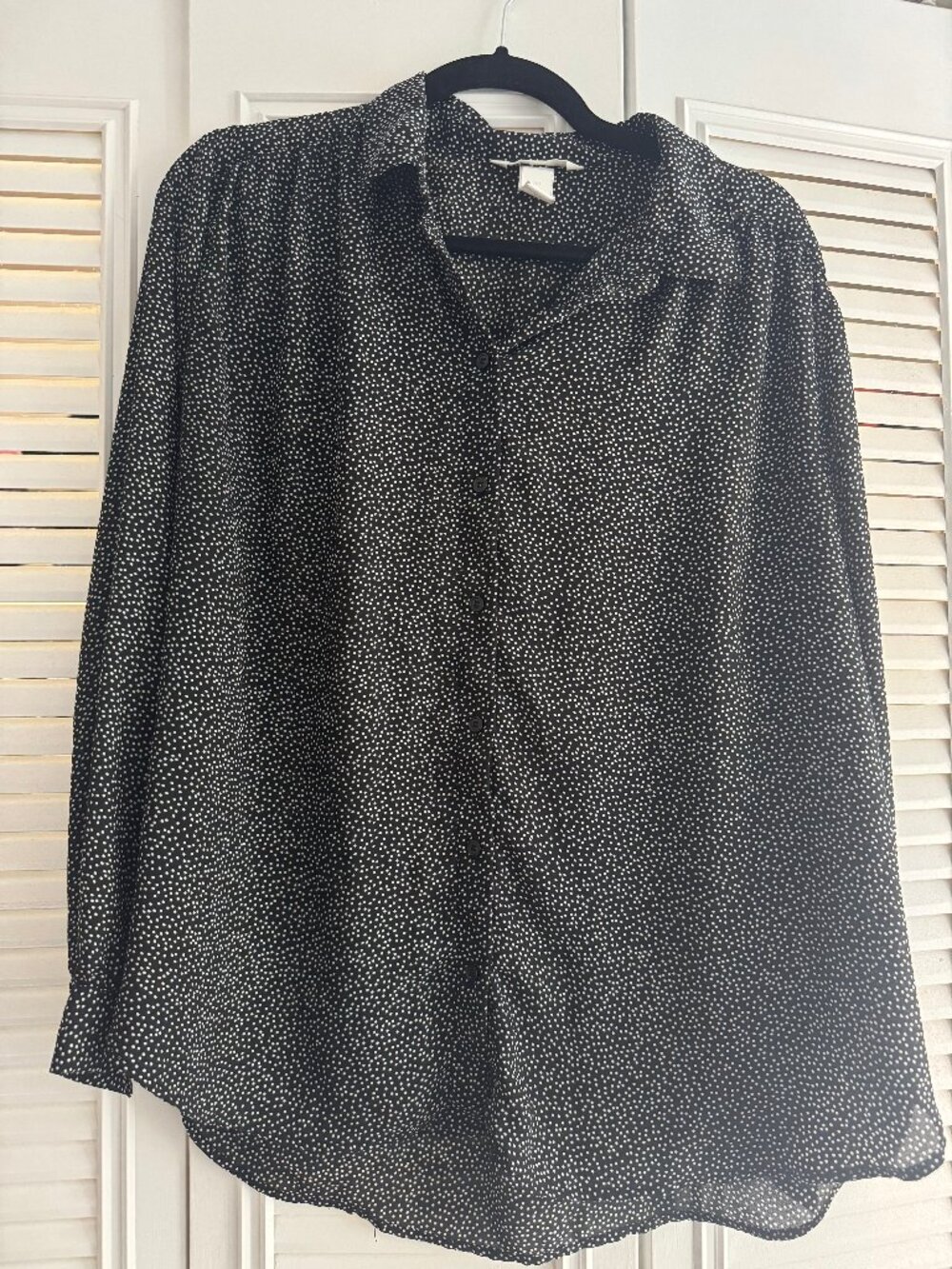 Black and White Polka Dot Blouse L